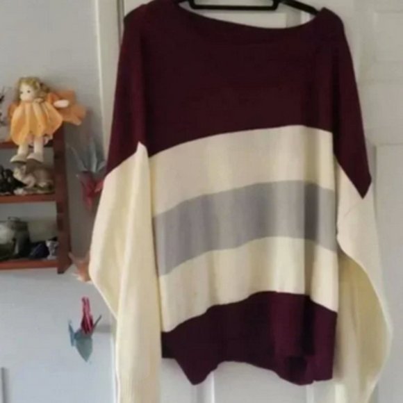 Preppy Acadamia Knitted Bold Purple, white and grey sweater - Picture 2 of 4